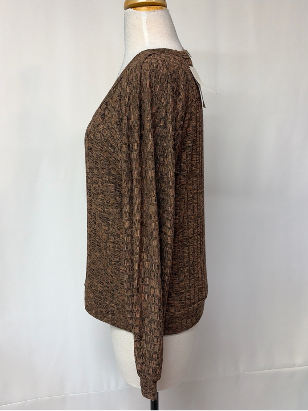 Philosophy Women's Sz Medium Brown Heather Large Ribbed Square Neck Sweater $58 - Picture 6 of 11